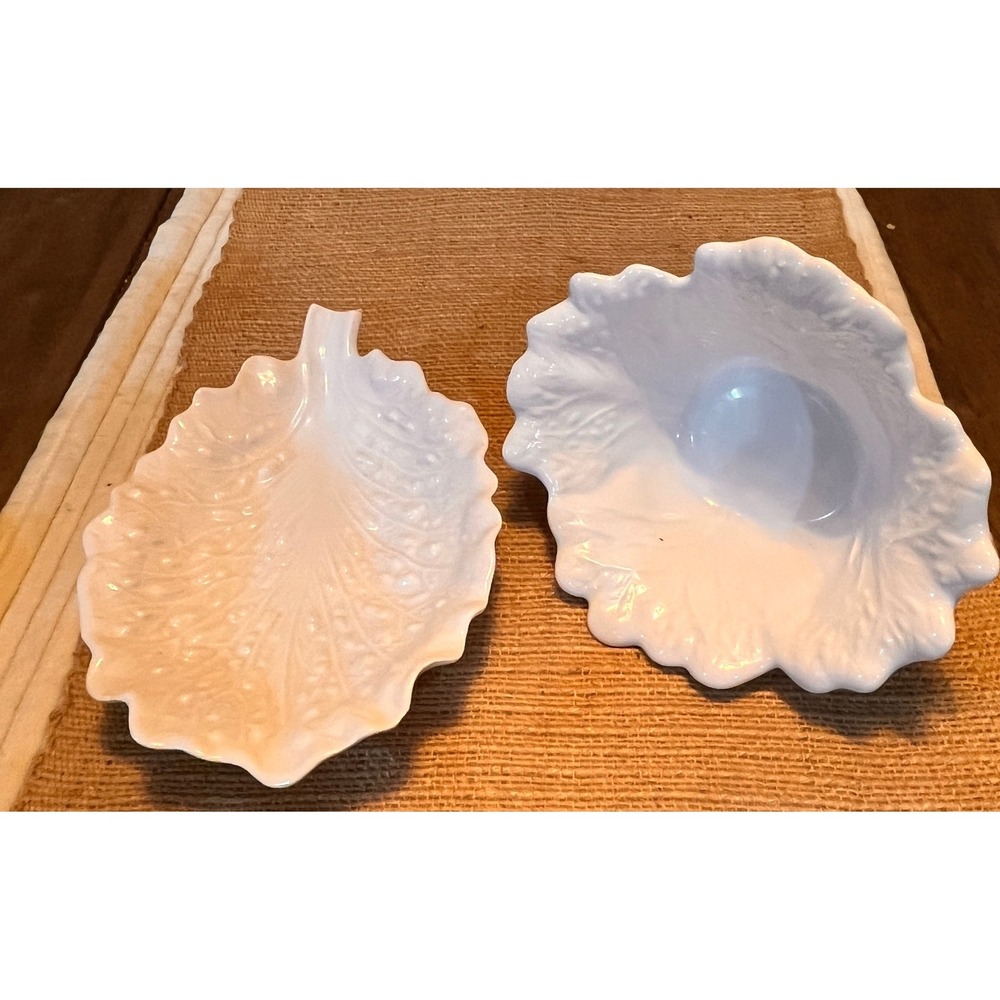 Vintage Mirimar of California Ceramic Cabbage Bowl & Leaf Set White 334 & 335 - Picture 2 of 14